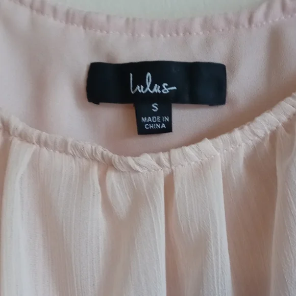 Lulus Peach Blush Off-The-Shoulder Flounce Spring Summer Crop Top, Size Small - Picture 3 of 4